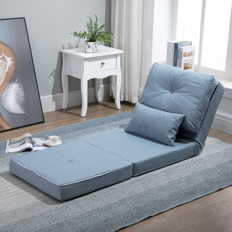 The Twillery Co. Convertible Flip Chair Floor Lazy Sofa Folding Upholstered Couch Bed With Adjustable Backrest Metal Frame And Pillows For Living Room Bedroom Reviews Wayfair